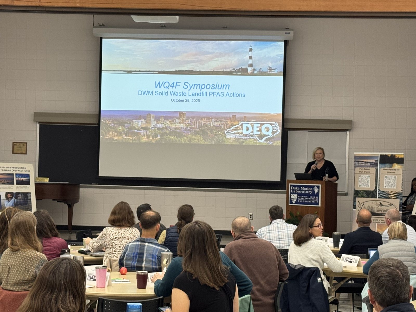 Audience and presenter at a Water Quality for Fisheries symposium